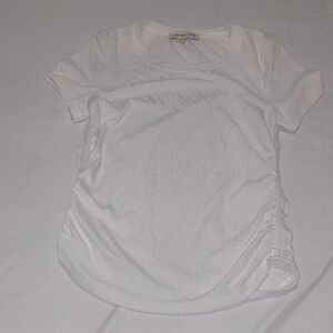 Charmed Hearts White Short Sleeve Top.Raunched On The Sides .Size L
